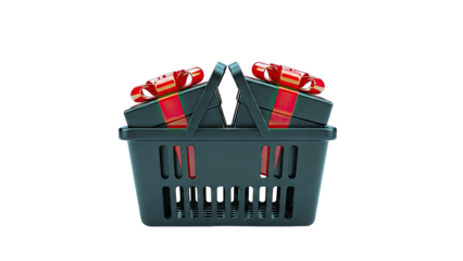 Shopping Basket Filled with Gifts