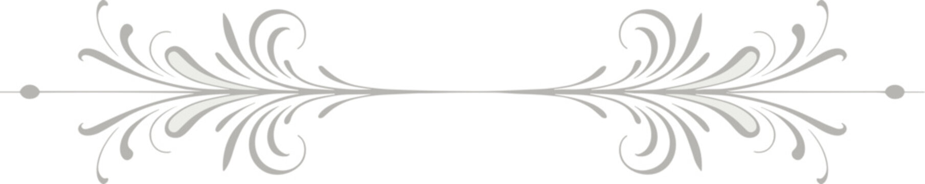 Elegant silver swirl flourish divider separating sections on light cream background decorative artistic element for invitations graphic design and wedding stationery projects adding vintage style and