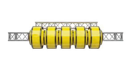 Yellow Perforated Rollers with Metal Truss Supports