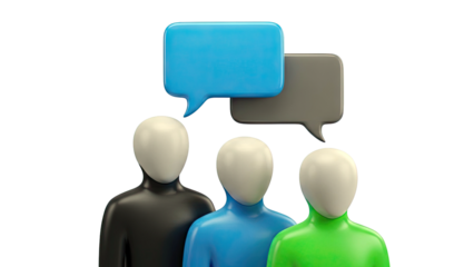 Three Figures with Speech Bubbles