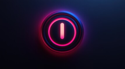 Illuminated Power Button: A glowing power button, pulsating with a neon red and blue light, commands attention against a dark background, symbolizing a connection.