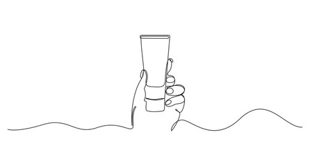 continuous line art drawing style Face Moisturizer Cream vector illustration,5