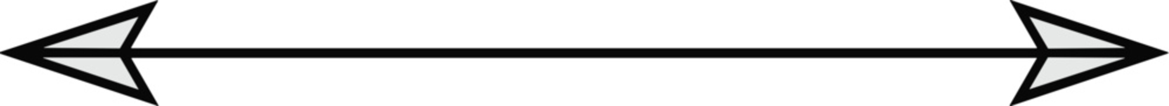 Directional double arrow line pointing in opposite directions for navigation guidance or business strategy concept showing forward and backward movement on minimalist white background for presentation