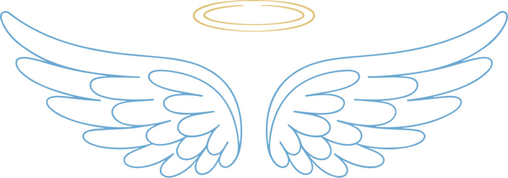 Delicate angel wings and halo illustration heavenly ethereal spirit design element for religious themes hope peace and spiritual guidance angelic symbol for memorial remembrance or special occasion gr