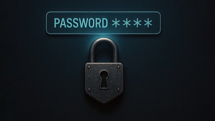Digital privacy rights concept with secure password login interface and padlock symbol. Cybersecurity, data protection, online safety, and secure access technology for modern digital systems.