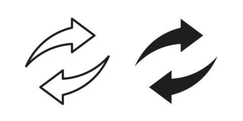 Exchange icons. Line Art Style Design Isolated On White