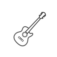 Acoustic Guitar Outline Icon - Simple Music Instrument Vector Art