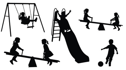 Children playing on playground equipment with a striking black silhouette © MDAUAL