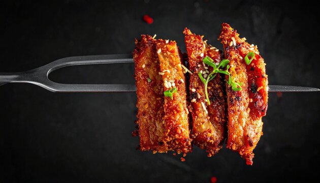 Delicious Grilled Ribs on a Skewer - A Culinary Delight with Savory Flavors and Textures.