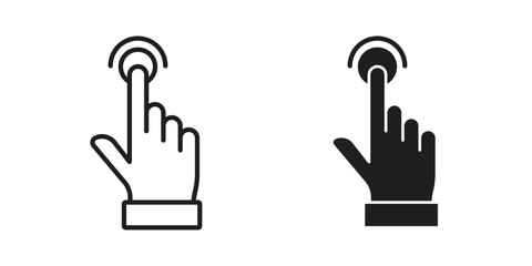 finger tap icons. Line Art Style Design Isolated On White