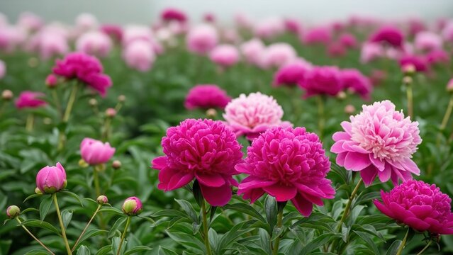Pink peonies in a field flowers pink flowers purple flowers