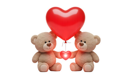 Two teddy bears with heart balloon