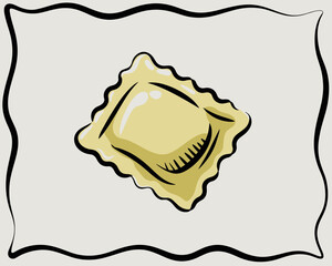 Delicious ravioli pasta illustration on white background featuring traditional italian cuisine concept homemade stuffed pasta dish for restaurant menus food blogging or culinary themed designs fresh p