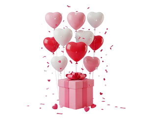 Valentine's day gift box with heart balloons