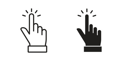 Fototapeta premium Hand click icons. Line Art Style Design Isolated On White