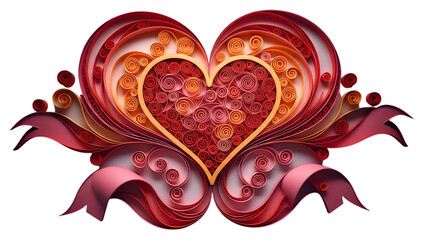 Intricate heart design with ribbons