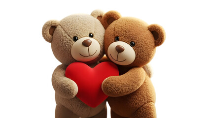 Two teddy bears holding a heart