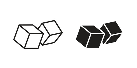 Ice icons. Line Art Style Design Isolated On White