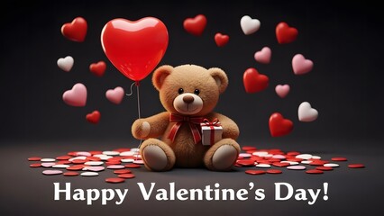 Teddy bear with heart balloon on valentine's day