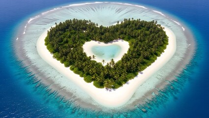 Heart-shaped tropical island
