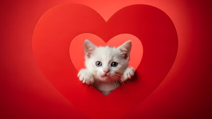 Kitten in heart frame