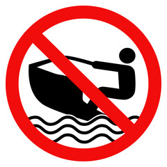 No personal water craft sign isolated on white background, Prohibition Water sport activity. Flat vector illustration design
