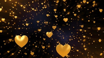 Golden hearts in motion