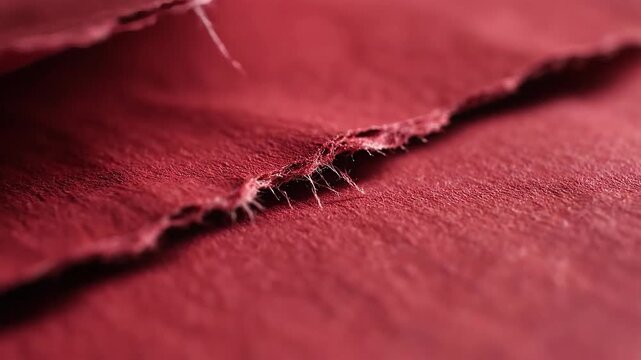Close up of a textured red surface with a defined crease