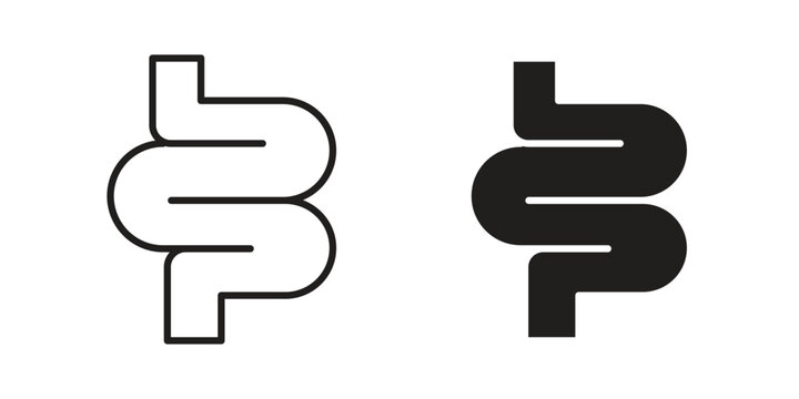 Intestines icons. Line Art Style Design Isolated On White