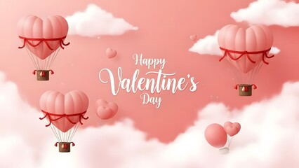 Happy valentine's day with heart balloons