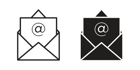 Mail icons. Line Art Style Design Isolated On White