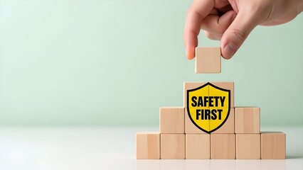 Safety First and Risk Management Concept with Shield Symbol