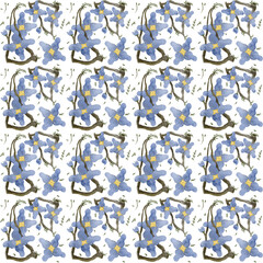 Blue and white floral seamless pattern in Chinoiserie style