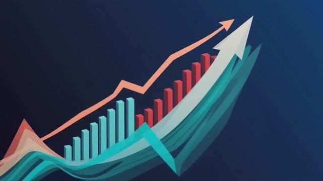 "Dynamic arrows rising over colorful bar graphs&hellip;"