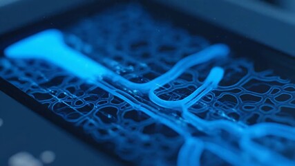 Abstract blue network technology concept with connection, data and futuristic illustration. - Powered by Adobe