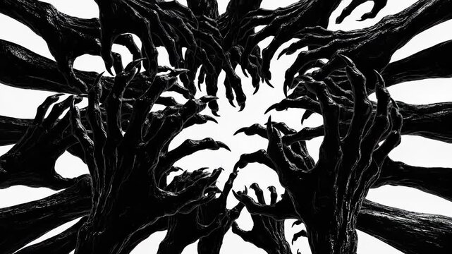 Black branches with sharp claws isolated on white background