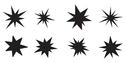 Black starburst explosion shapes on white background vector © Daishin