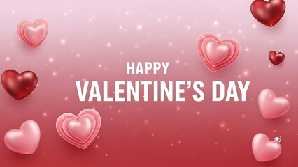 Happy Valentine's Day Romantic Hearts Sparkles Background Design