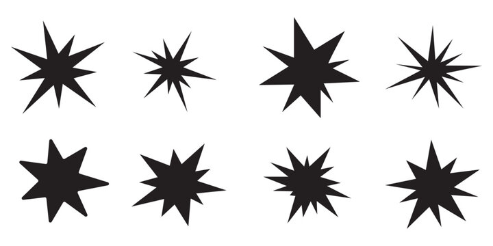 Black starburst explosion shapes on white background vector