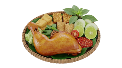 Fried Chicken Platter with Tempeh, Tofu, and Sambal