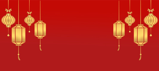 vector lantern hanging chinese on red background © Eri Dwi Suciaji