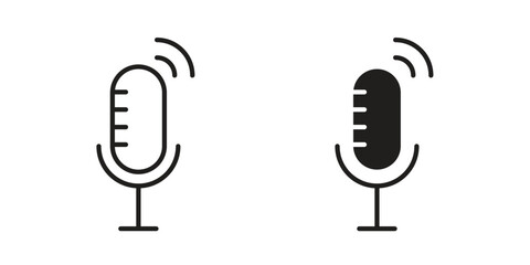 Podcast icons. Line Art Style Design Isolated On White