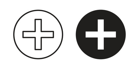 Fototapeta premium Plus icons. Line Art Style Design Isolated On White
