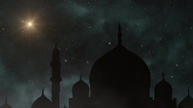 mosque silhouette eid al-fitr sky background