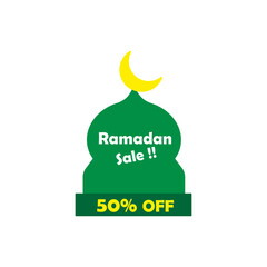 Ramadan Kareem sale banner vector illustration. Ramadan offer discount tag