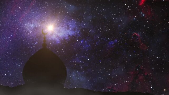 mosque silhouette eid al-fitr sky background