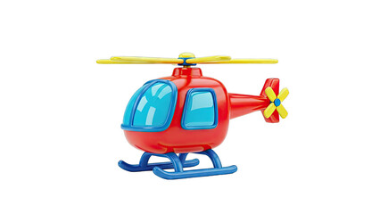 Red toy helicopter with blue and yellow accents
