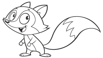 Obraz premium Cute cartoon squirrel with big eyes and bushy tail standing alone