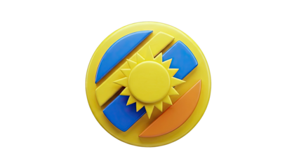 Stylized Sun Emblem with Blue and Orange Accents