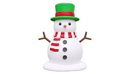 Cute Snowman with Green Hat and Red Scarf